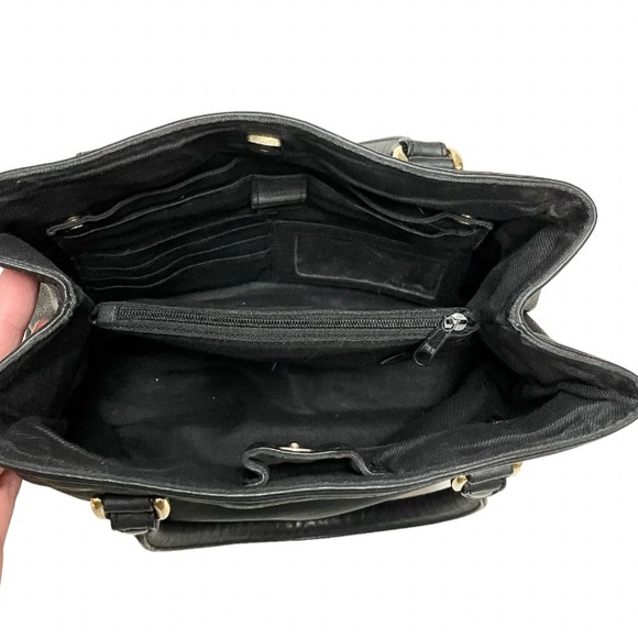 Black Leather Purse Vintage Classic Liz Claiborne Tote Handbag - Picture 6 of 7